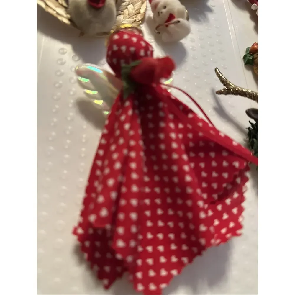 LOT 13 Vintage Christmas pin pendant Tree Angel Reindeer Snowman‎ Teddy bear
